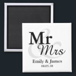 Mr&Mrs Simple Elegant Typography Wedding Favor Magnet<br><div class="desc">Simple Elegant Typography Black and white "Mr&Mrs" wedding favor.

Click on the customize it button to personalize the design by choosing the background color you like and even add your own text.

Matching items are also available in store.</div>