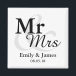 Mr&Mrs Simple Elegant Typography Wedding Favor Magnet<br><div class="desc">Simple Elegant Typography Black and white "Mr&Mrs" wedding favor.

Click on the customize it button to personalize the design by choosing the background color you like and even add your own text.

Matching items are also available in store.</div>