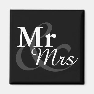 Mr&Mrs Simple Elegant Typography Wedding Favor Magnet