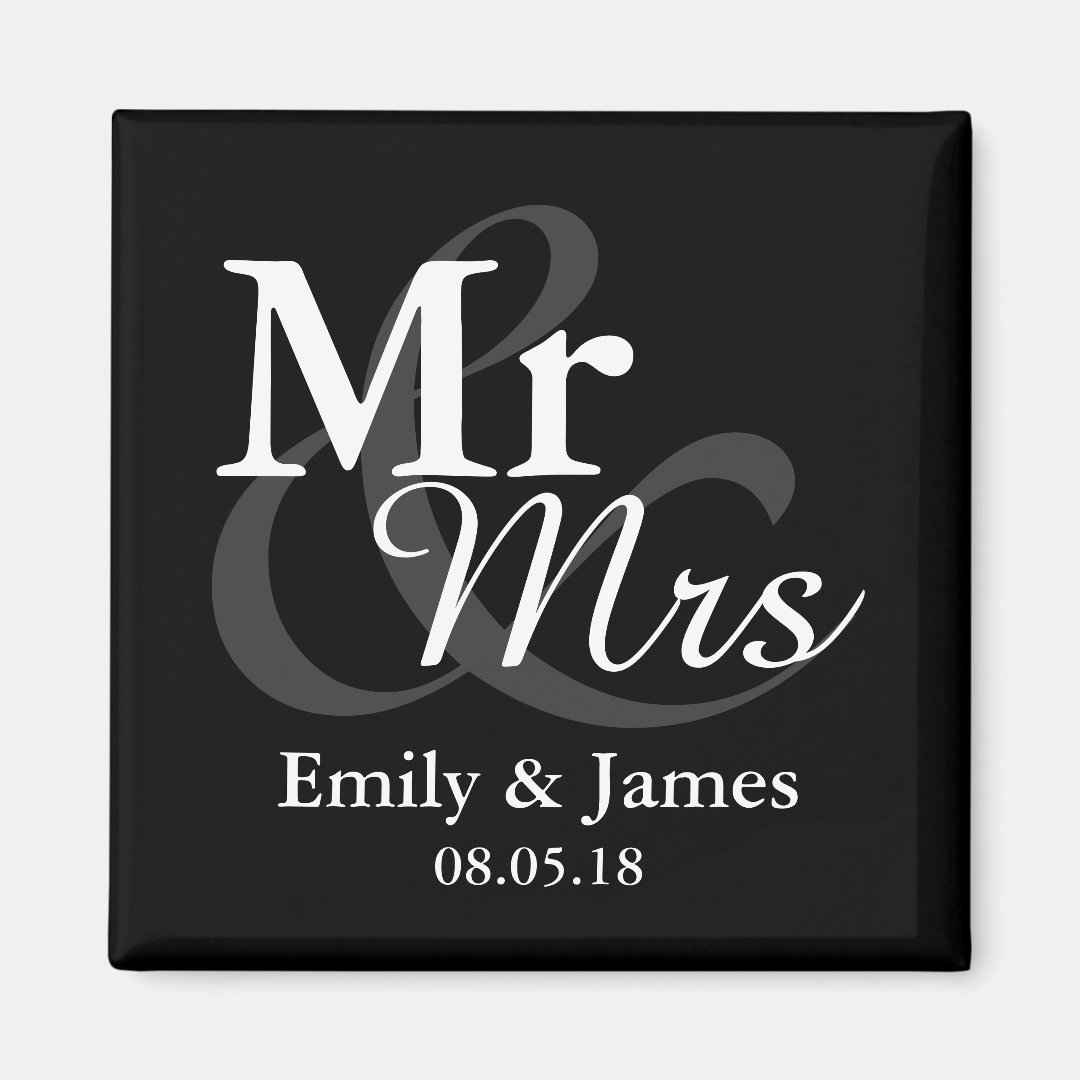 Mr&Mrs Simple Elegant Typography Wedding Favor Magnet | Zazzle