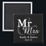 Mr&Mrs Simple Elegant Typography Wedding Favor Magnet<br><div class="desc">Simple Elegant Typography Black and white "Mr&Mrs" wedding favor.

Click on the customize it button to personalize the design by choosing the background color you like and even add your own text.

Matching items are also available in store.</div>
