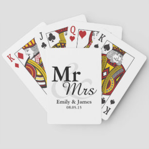 Mr&Mrs Simple Elegant Typography Wedding Favor Poker Cards