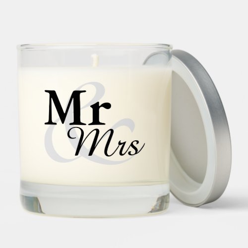 MrMrs Simple Elegant Typography Wedding Favor Scented Candle