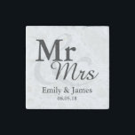 Mr&Mrs Simple Elegant Typography Wedding Favor Stone Magnet<br><div class="desc">Simple Elegant Typography Black and white "Mr&Mrs" wedding favor.

Click on the customize it button to personalize the design by choosing the background color you like and even add your own text.

Matching items are also available in store.</div>