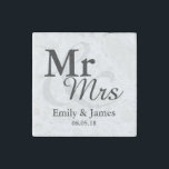 Mr&Mrs Simple Elegant Typography Wedding Favor Stone Magnet<br><div class="desc">Simple Elegant Typography Black and white "Mr&Mrs" wedding favor.

Click on the customize it button to personalize the design by choosing the background color you like and even add your own text.

Matching items are also available in store.</div>