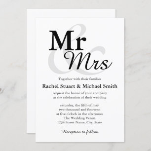 Mr &Mrs Simple Elegant Typography Wedding Invitation