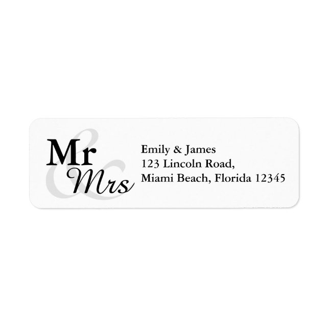Mr&Mrs Simple Elegant Typography Wedding Label (Front)