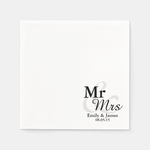 MrMrs Simple Elegant Typography Wedding Paper Napkins