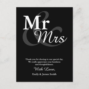 Mr&Mrs Simple Elegant Typography Wedding Thank You Postcard