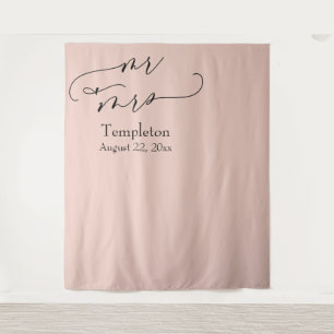 Mr & Mrs Simple Left Aligned Blush Photo Backdrop