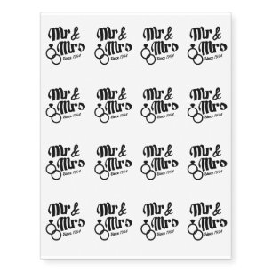 Mr & Mrs Since 1994 Wedding Anniversary 23 Year Temporary Tattoos