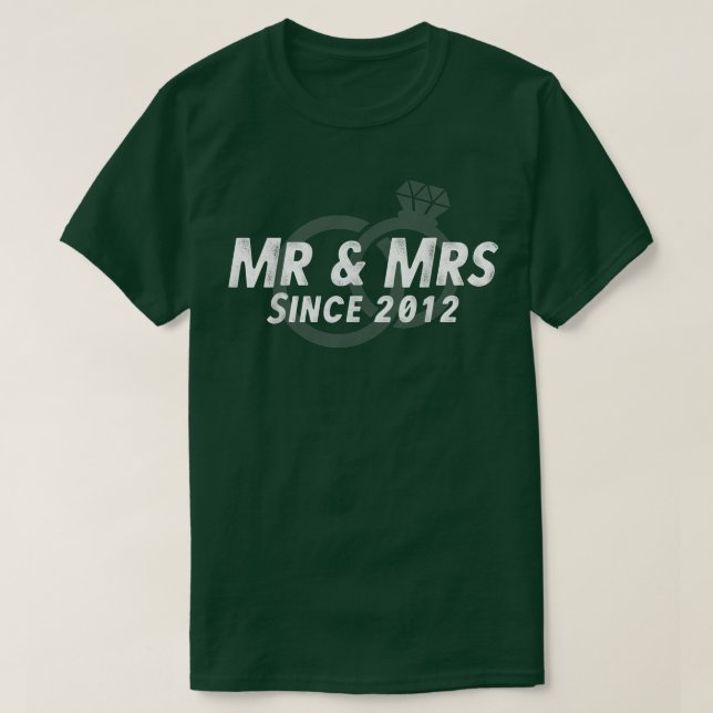 Mr & Mrs Since 201210th Wedding Anniversary Matchi T-Shirt (Design Front)