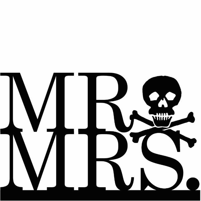 Mr & Mrs Skull Cake Topper Cutout (Front)