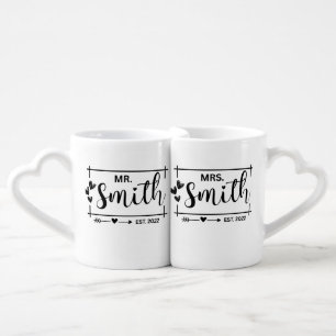 Mr. & Mrs. Smith Est. 2022 3rd Wedding Anniversary Coffee Mug Set