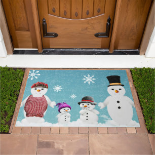 Mr&Mrs Snowman and their Family in Christmas Doormat