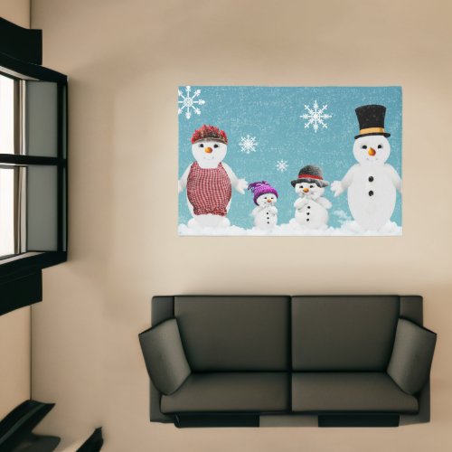 Mr  Mrs Snowman Family Christmas Holiday Dcor Rug