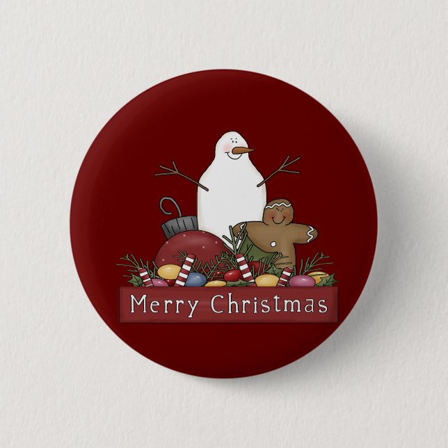 Mr & Mrs Snowman Pinback Button (Front)