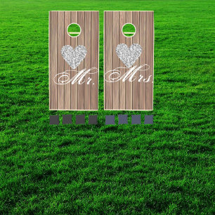 Mr. & Mrs. Sparkling Heart Cornhole Set Game