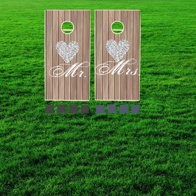 Mr. & Mrs. Sparkling Heart Cornhole Set Game (Creator Uploaded)