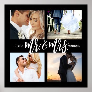 Mr. & Mrs. Square 4 Photo Collage Poster by PinkMoonDesigns at Zazzle