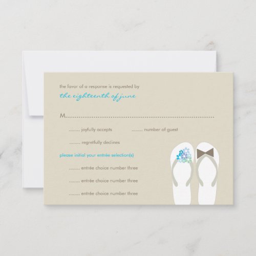 Mr  Mrs Summer Flip Flops Beach Wedding RSVP Card