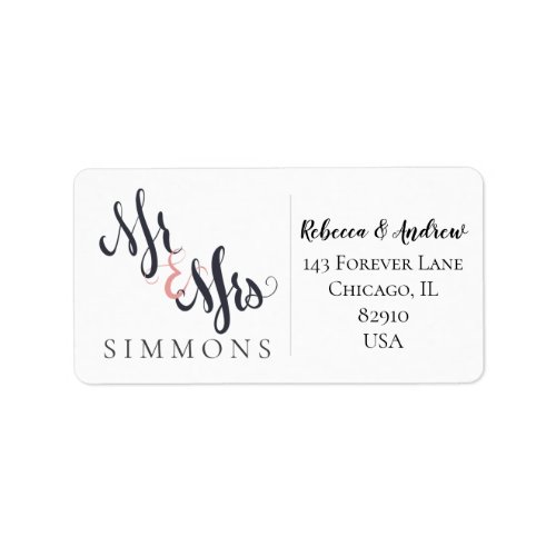 Mr  Mrs Surname Calligraphy Mailing Address Label