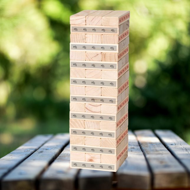 Mr mrs team rose gold gray wedding topple tower (Creator Uploaded)