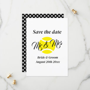 Mr & Mrs tennis couple wedding save the date cards
