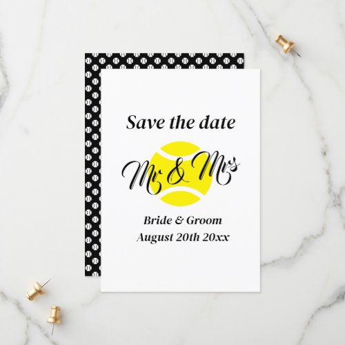 Mr  Mrs tennis couple wedding save the date cards