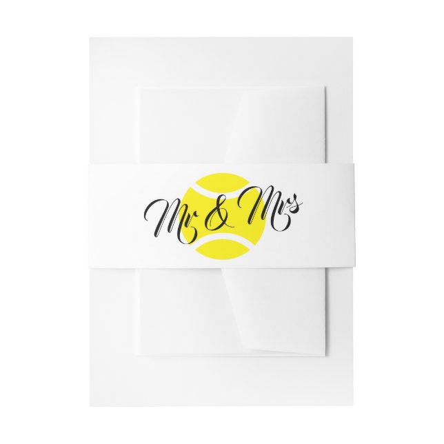 Mr & Mrs tennis wedding invitation belly band (Front Example)