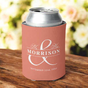 Mr Mrs Terracotta Wedding Favor Can Cooler
