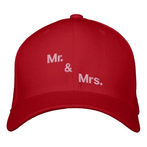 Mr  Mrs Text Basic Flexfit Wool Red Color Embroidered Baseball Cap