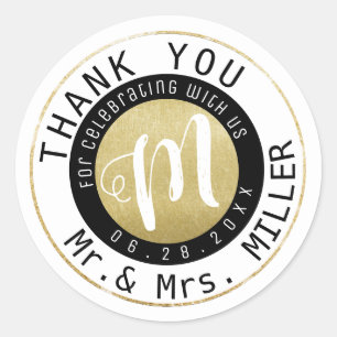 Mr. Mrs. THANK YOU  Classic Round Sticker