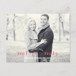 Mr & Mrs Thank You | Coral Postcard