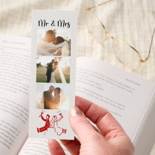 Mr & Mrs Three Customizable Photo Template Favors  Bookmarks