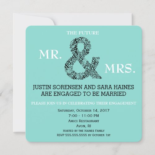 Mr  Mrs To Be Engagement Bridal Shower Party Invitation