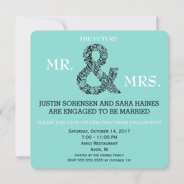 Mr & Mrs To Be Engagement Bridal Shower Party Invitation (Front)