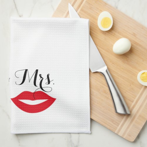 Mr  Mrs To Be Mustache  Lips Party Hostess Kitchen Towel