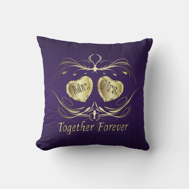 Mr & Mrs Together Forever | Personalize Throw Pillow (Front)