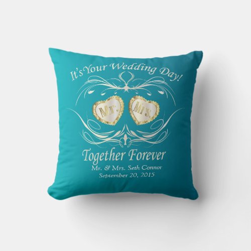 Mr  Mrs Together Forever  Personalize Throw Pillow