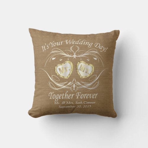 Mr  Mrs Together Forever  Personalize Throw Pillow