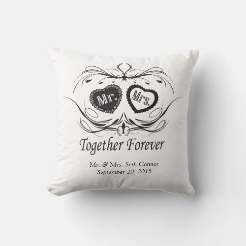 Mr  Mrs Together Forever  Personalize Throw Pillow