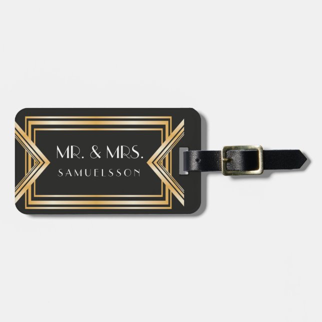 Mr. & Mrs. travel Luggage Tag |Gatsby inspired (Front Horizontal)