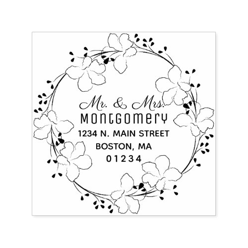 Mr  Mrs Tropical Floral Script Return Address Self_inking Stamp