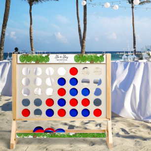 Mr. & Mrs. Tropical Leaves Script Wedding Fast Four