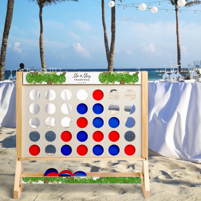 Mr. & Mrs. Tropical Leaves Script Wedding  Fast Four (Wedding)