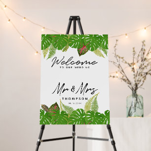 Mr. & Mrs. Tropical Script Wedding Welcome Sign