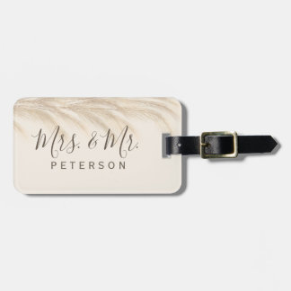 Mr & Mrs typography Boho summer pampas grass Luggage Tag