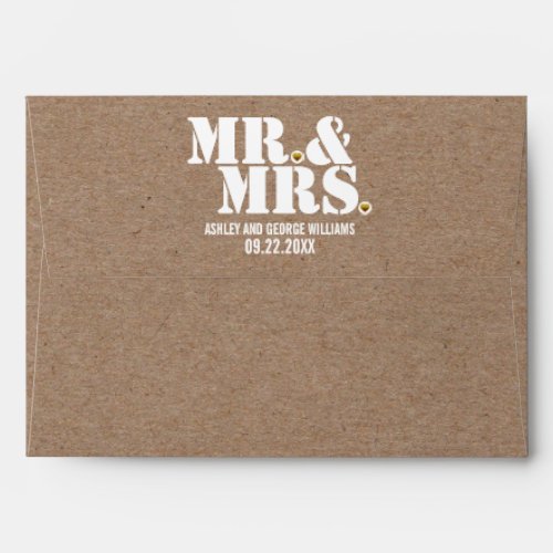 Mr  Mrs typography kraft paper rustic wedding Envelope