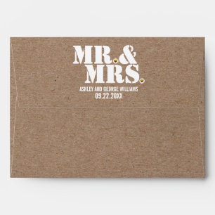Mr. & Mrs. typography kraft paper rustic wedding Envelope